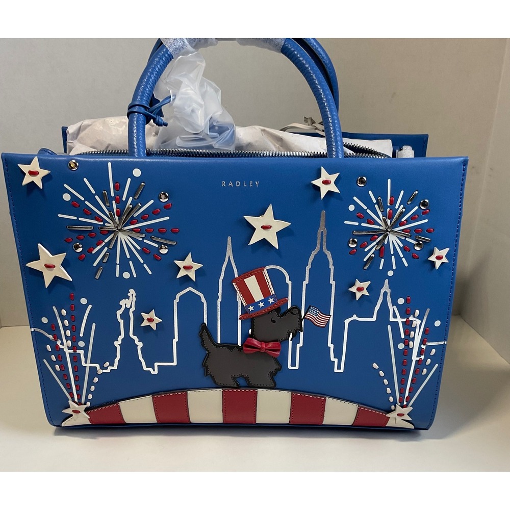 Radley London Fireworks and Str Cobalt Leather NYC Satchel Bag RHG21001 NEW